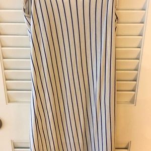 White and blue summer cotton dress